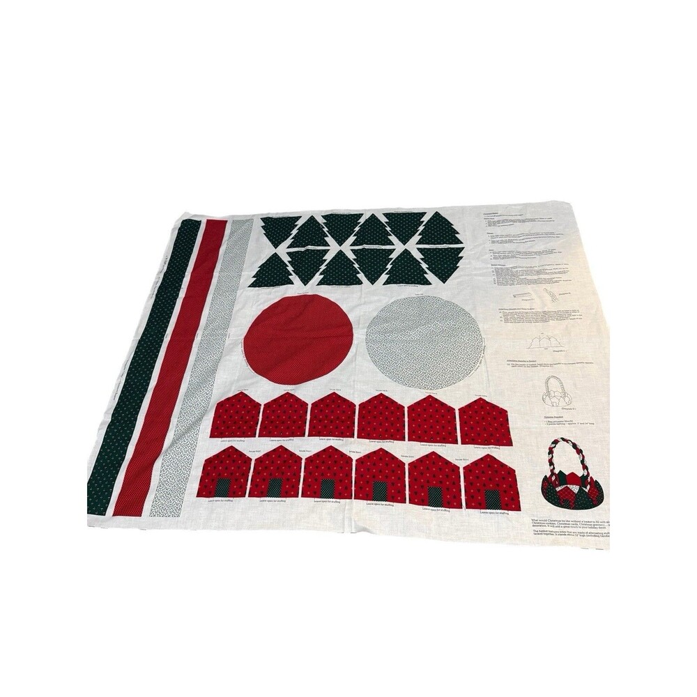 Vintage VIP Cranston Keepsake Crafts Christmas Basket Cut Sew Fabric Panel